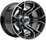 Gtw Spyder Machined/black Golf Cart 10X7 Wheel 4X4 Bolt 3:4 Offset (ET-.25). Fixed Price $96.99.