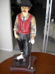 Complete Golfer Man Statue Sculpture Figure Cave 27" Tall Resin Decor. Fixed Price $3250.00.
