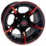 Wheel Gloss Black With Red, 12X7 ET-25 Golf Carts; TIR-RX399-BR. Fixed Price $117.60.