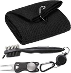 Vividly Microfiber Waffle Pattern Tri-fold Golf 16" 24", Black 3-PIECE Set. Fixed Price $26.99.