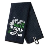 Dyjybmy Takes Lot Of Ball Funny Golf Towel, Embroidered For Bags With Cl.... Fixed Price $23.72.