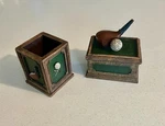 Golf Pen Holder And Trinket Box Desk Set Office Decor Vintage Executive Gift. Fixed Price $14.99.