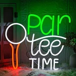 16"X13" Par Tee Time Golf Ball Vivid Led Neon Sign With Dimmer Usb Powered Light. Fixed Price $49.99.