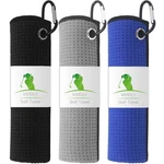 Vividly 3 Pack Golf Towels (16" X 16"), Microfiber 16", Black/grey/blue. Fixed Price $14.76.