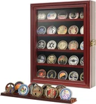 Wooden Challenge Coin Holder Display Case With Hd Tempered Glass, 5 Mahogany. Fixed Price $55.99.