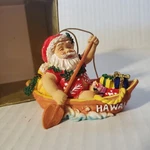Vintage 90'S Island Heritage Hawaiian Santa Christmas Ornaments Golf Canoe SET/2. Fixed Price $20.00.
