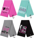 4 Pcs Funny Embroidered Towels For Golfbags Large, Chic Style. Fixed Price $29.99.