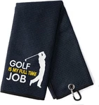Dyjybmy Golfing Is Full Time Job Towel, Embroidered 23.6*15.7, Black. Fixed Price $16.99.
