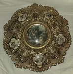 Spanish Ornate Gold Gilt Brass Metal Rococo Wall Plaque Plate Made Spain 14". Fixed Price $87.09.