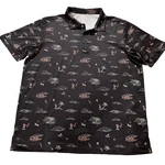 Caddy Daddy Mens Tropical Hula Volcano Golf Polo Shirt Black Large Rn 120681. Fixed Price $12.85.