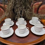 Moritz Zdekauer White & 24K Gold Rim Porcelain Golf Ball Coffee Cup Saucer Set. Fixed Price $34.97.