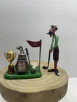 Sharp Bag Golfing Desk Clock Metal Golfer Figure. Fixed Price $22.99.