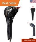 Realistic Black Snakeskin Golf Driver Headcover With Zipper Closure, 13"L X 5"W. Fixed Price $38.99.