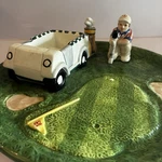 World Bazaar Golfer Cart 18TH Hold Chip & Dip Bowl Platter 12. Fixed Price $15.75.