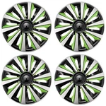 Aumohall Silver Green Hubcap Wheel Kit 14" Pack Of Car Rim Covers Exteri. Fixed Price $41.47.