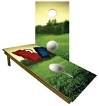 Cornhole Boards Beanbag Toss Game W Bags Golfer Tee Off Golfing Set. Fixed Price $224.95.