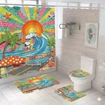 Snoopy Cartoon Lover Bathroom Set Shower Curtain Rug Toilet Seat Lid Covers. Fixed Price $35.99.