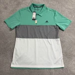 Adidas Adv Colorblock Golf Polo Shirt Men Green/grey/white Short Sleeve D73121. Fixed Price $24.99.