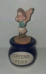 Green Fees Jar With Cork Lid - Woman Golfer Figurine Topper. Fixed Price $6.95.