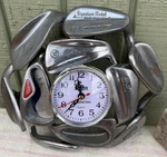 Vtg Tour Club Golfer Powerbuilt Wilson Iron Wall Clock Heavy Works. Fixed Price $64.00.