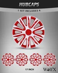 17" 4 Covers White&red Lacquer Snap On Hub Caps For R17 Tire Steel Wheels. Fixed Price $57.99.