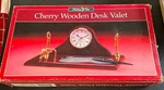 Cherry Wooden Desk Clock Valet Golf Theme Holiday Time Dad Father's New. Fixed Price $19.99.