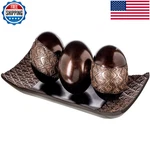 Creative Scents Dublin Brown Tray And Ball Set - Living Room Entry Table Decor. Fixed Price $63.71.