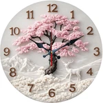 Pink Cherry Blossom Deer Clock Wooden Silent No Battery Holiday Home Decor. Fixed Price $22.55.
