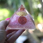Rose Quartz Orgone Pyramid 75MM Emf Protection Energy Generator Flower Of Life. Fixed Price $17.00.