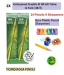 (2X) Ticonderoga Pencils, Unsharpened, Graphite #2 Hb Soft, Yellow. Fixed Price $7.99.