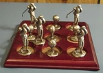 Themed - Wood And Metal Tic Tac Toe Set W/ Golfers Ball Pieces. Fixed Price $20.00.