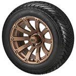 (4) Golf Cart 215/50-12 Lsi Elite Street Tires 12X7 Matte Bronze Beast Wheels. Fixed Price $494.00.