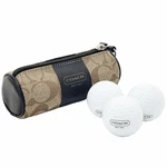 Authentic Coach Signature Stripe Golf Ball Pouch Pvc And Leather Khaki. Fixed Price $78.74.