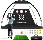 Ultimate 10X7 Golf Practice Net With Mat, Targets, Balls, Tees & Carry Bag. Fixed Price $149.99.