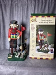 Rare Golfer Nutcracker Scottish Tartan Kilt Hat Fabric Man Figurine W/ Cart. Fixed Price $60.30.