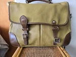 Mulholland Brothers Olive Pebbled Leather Messenger Bag Rare Orange Lining Usa. Fixed Price $120.00.