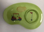 Golf-themed Melamine Chip And Dip Snack Platter, 2-SECTION Serving Tray. Fixed Price $19.95.