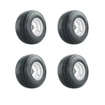 Set Of 4 Gtw 8" Topspin Sawtooth Tires With White Steel Wheel Golf Cart Assembly. Fixed Price $210.95.