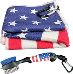 Golf Club Brush And Amercian Flag Towels, Groove. Fixed Price $25.99.