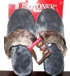 Totes Isotoner Gunmetal Gray Plush Velour Wedge Clog Slippers W/fur Trim. Fixed Price $35.99.