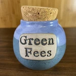 Golfers Jar With Cork Stopper Lid Greens Fees Gift Money 5.5". Fixed Price $7.99.