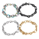 Stainless Steel Figaro Bracelet Lobster Rainbow Purple Black Gold Silver 8.2 Z43. Fixed Price $7.49.