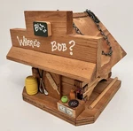 Handmade Folk Art Wooden Bird Feeder Golf Fishing Theme Rustic Signed. Fixed Price $94.97.