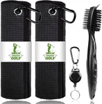 Attractive Golf Towels, Microfiber Waffle 16"X16", 2 Towel+black Brush. Fixed Price $14.76.