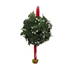Kurt Adler Plastic Mistletoe Ball With Red Ribbon & Jingle Bell Ornament, 9". Fixed Price $15.10.