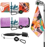 Amy Sport Golf Towels For Bags 16''X16'', Orange&purple+brush. Fixed Price $34.99.