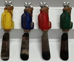 Golf Themed Cheese Spreaders Bag Handle Serving Knives Boston Warehouse. Fixed Price $11.95.