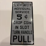 Original 5C 1930S Porcelain Toilet Seat Of Safety Sign Door Pull Bathroom. Fixed Price $279.99.