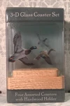 Highland Graphics Tempered Glass 3-D Coasters Ducks 3.75 Set Of 4 Wood Stand. Fixed Price $9.00.