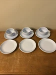 Watertown Lifetime Ware Light Blue Set Of 3 Cup And Saucer Bread Plates. Fixed Price $29.99.